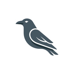 Naklejka premium Black crow or raven bird icon in profile