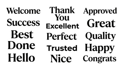 Obraz premium Professional Positive Word and Greeting Typography Collection