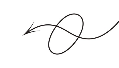 Obraz premium Minimalist hand drawn arrow loop sketch on white background