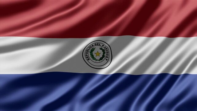 Paraguay flag waving smoothly in soft light creating beautiful ripple motion effects for professional broadcast digital media animation loop clips
