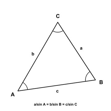 Law Of Sines, geometry trigonometry diagram, black line art transparent