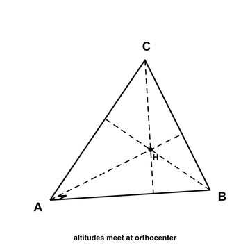 Orthocenter, geometry trigonometry diagram, black line art transparent