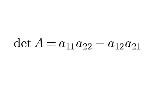 Determinant 2X2, Linear Algebra formula overlay, black transparent 4K