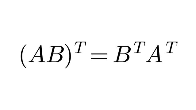 Transpose Of Product, Linear Algebra formula overlay, black transparent 4K