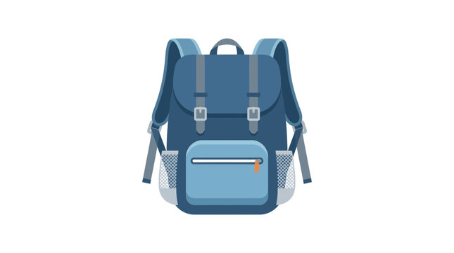 Blue Backpack Isolated on Transparent Background