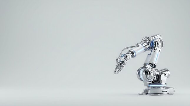Robotic Arm on White Background for Automation Technology Banner