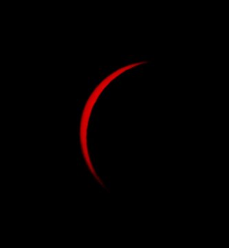 Eclipse de sol 2026 en fase parcial en forma decreciente rojo