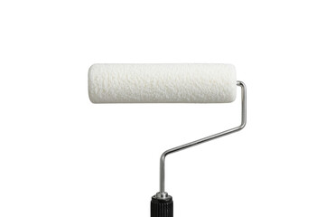 Obraz premium Compact white paint roller with bent metal support and dark handle