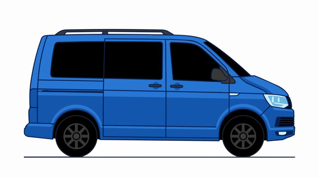 Modern Blue Minivan Side View Illustration for Commercial Transport Family Travel and Logistics Services