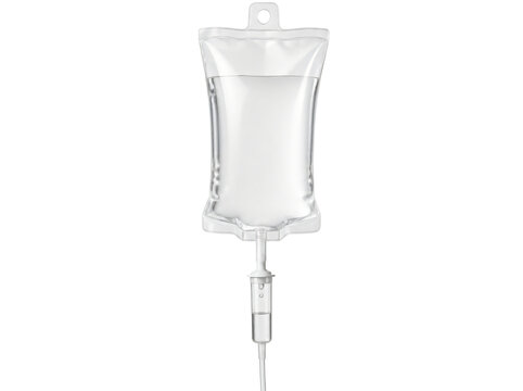 Medical IV drip bag isolated on transparent background