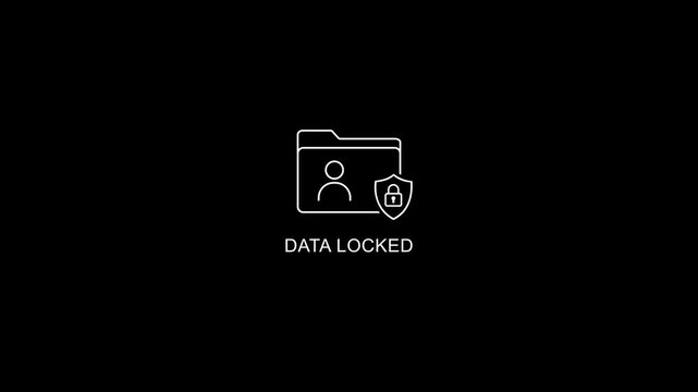 Data locked digital security animation with shield and folder for cybersecurity and privacy protection concepts
