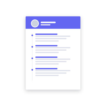 Resume CV template with photo and timeline flat design