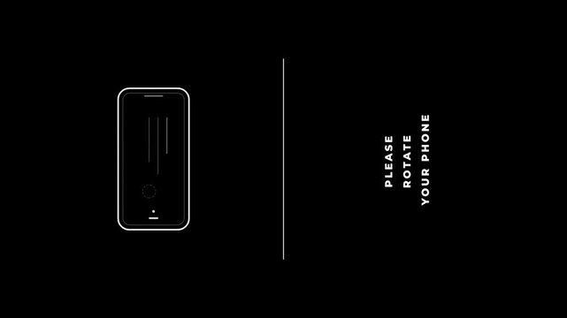 Animated Vector Phone Rotation Instruction Graphic with Text Please Rotate Your Phone Clean Minimalist Transparent Loop