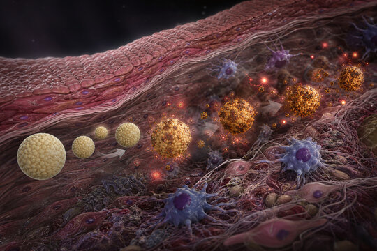 Oxidized LDL Formation Within Artery Wall Illustration