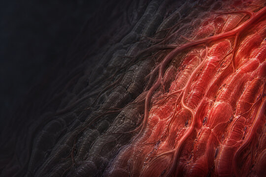Ischemic myocardium with healthy perfused cardiac muscle glow