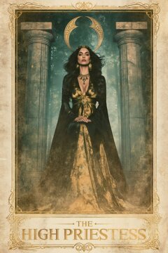High priestess tarot card representing mystery and intuition