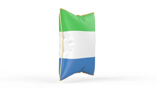 Pillow with the flag of Sierra Leone on white background