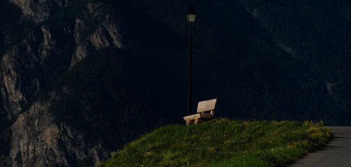 Naklejka premium Idyllic mountain landscape in the Alps with blooming meadows 