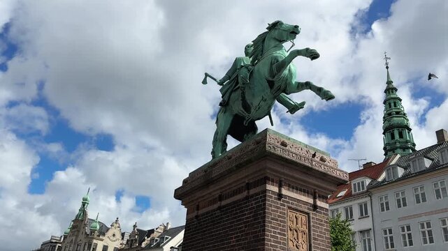 Bronze equestrian statue of Bishop Absalon, bottom view, Copenhagen, Denmark
