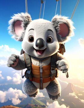 koala as a parachutist