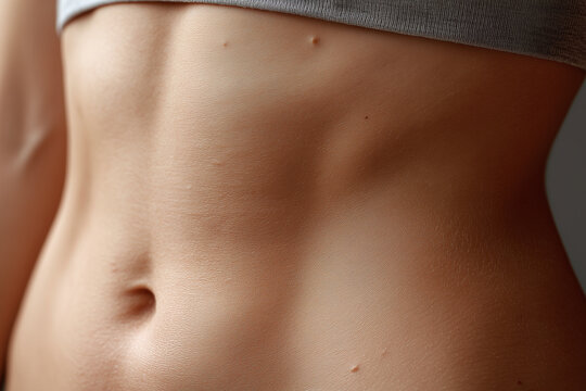 Slim abdomen belly skin lower belly navel smooth skin skin texture flat stomach female torso athletic body close up