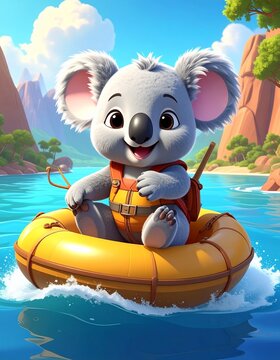 koala on a raft
