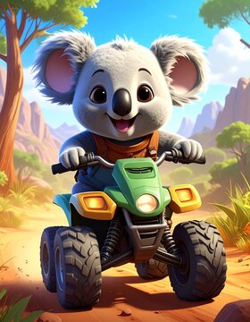 koala on a quad bike