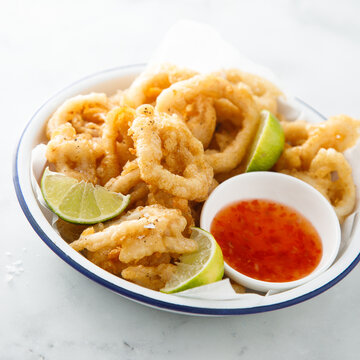 Battered deep fried squid rings