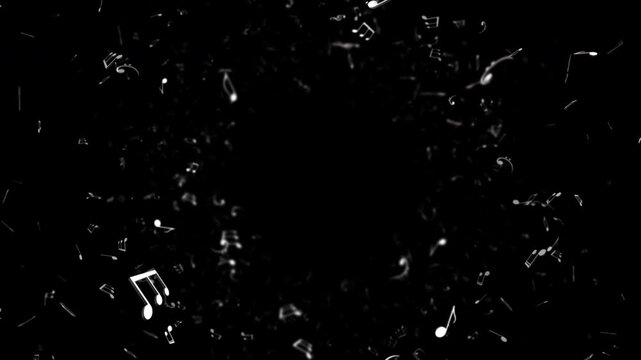 Falling Musical Notes Animation Background, on Alpha Channel, Loop
