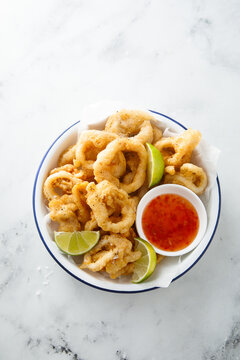 Battered deep fried squid rings