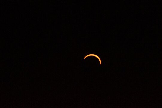 Solar Crescent During Partial Eclipse Before Sunset in Fleurie, France