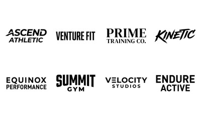 Obraz premium Set of modern fitness and gym logo templates, vector collection of athletic brand identity designs