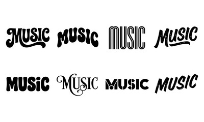 Fototapeta premium Set of various vintage and modern typography logos for the word music