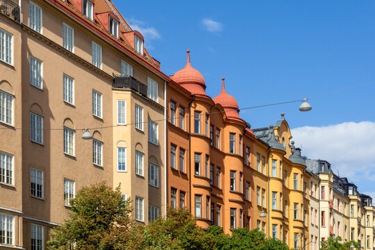 Odengatan Stockholm street featuring colorful residential building facades