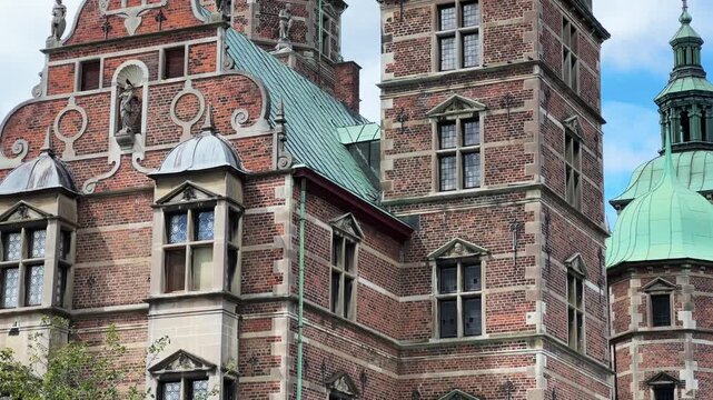 East facades of the Rosenborg Castle close-up, Copenhagen, Denmark