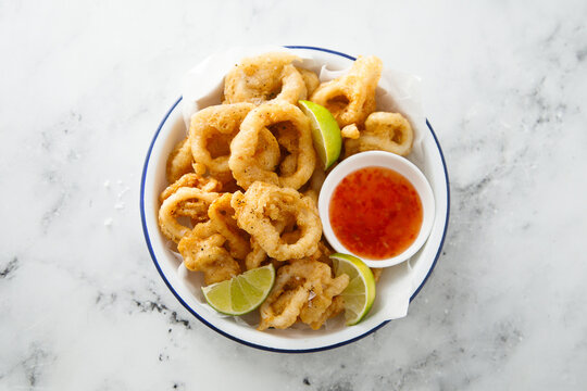 Battered deep fried squid rings
