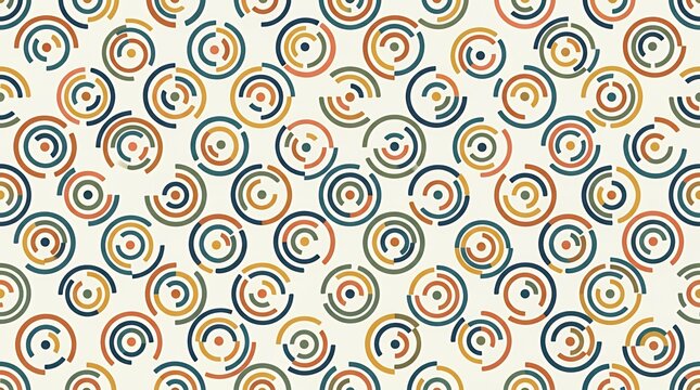Geometric pattern with colorful concentric dashed circles and arcs.