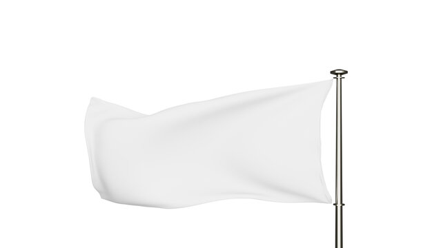 An empty white flag fluttering against a black background.