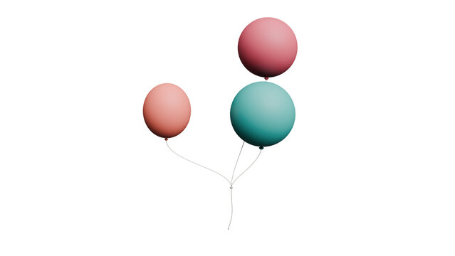 Three colorful balloons floating together against a dark background.