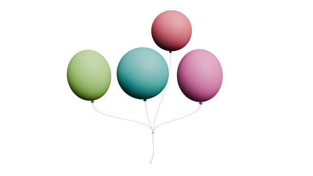A cluster of colorful balloons floating against a dark background.