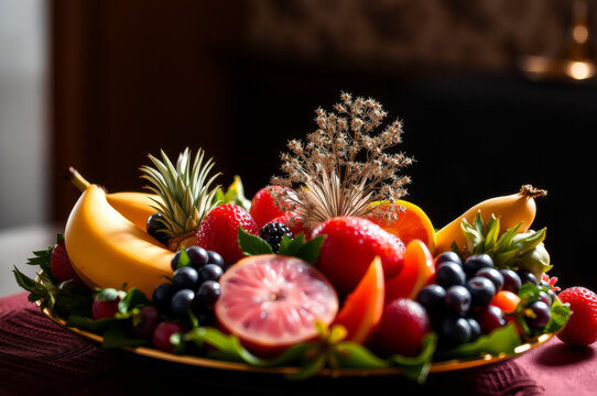Luxury fruit platter with decorative styling 