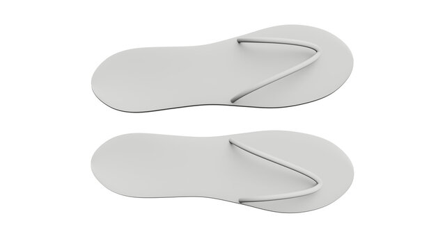 A pair of minimalist white flip-flops with silver straps on a black background.