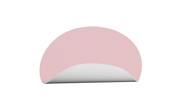 Abstract pink and white geometric shape on a black background.
