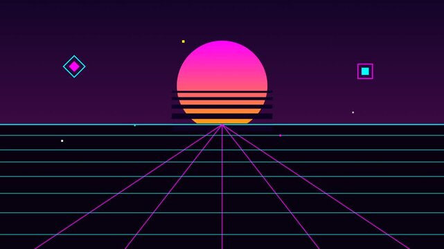 Retro synthwave sunset grid animation.