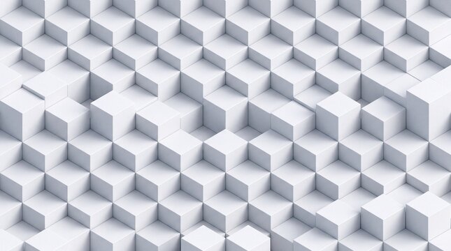 Abstract white cubes background with 3D geometric pattern
