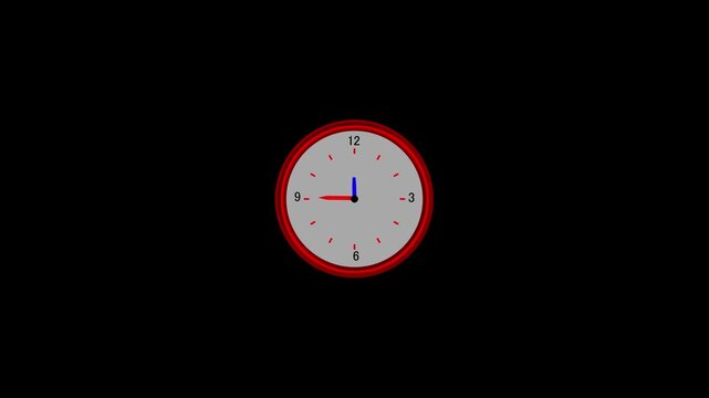 Fast motion analog clock spinning hands time lapse isolated on black background, passing