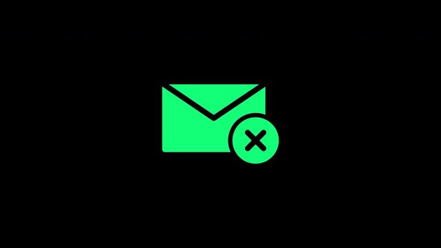 Green Cancel Message Mail Symbol Loop Transparent Background With Alpha Channel
