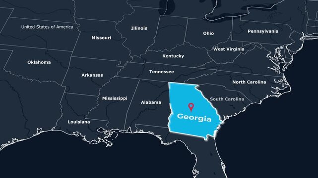 Georgia Map Animation Locator Zoom 4K Motion Graphic