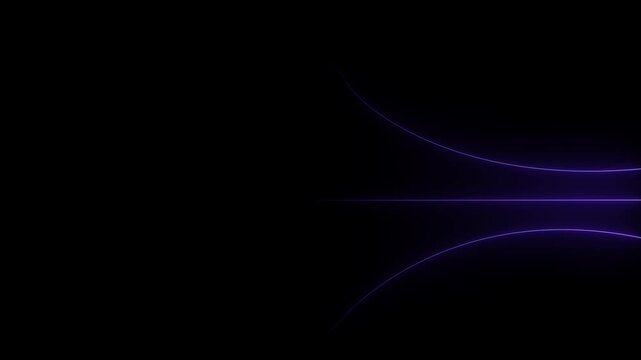 Abstract purple glowing light lines traversing horizontally across a dark digital background with vast empty space.