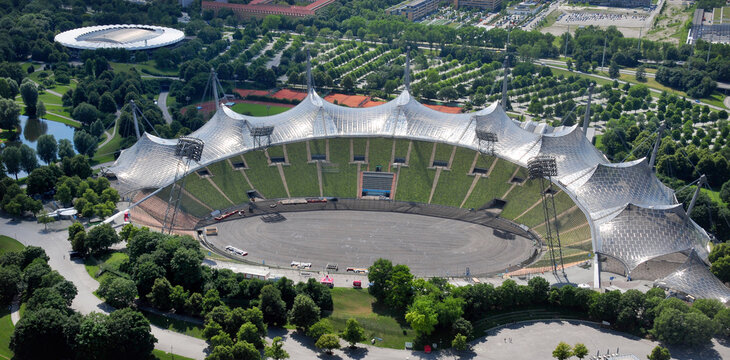 MUNICH, GERMANY: Stadium of the Olympiapark in Munich, Germany, is an Olympic Park which was constructed for the 1972 Summer Olympics
